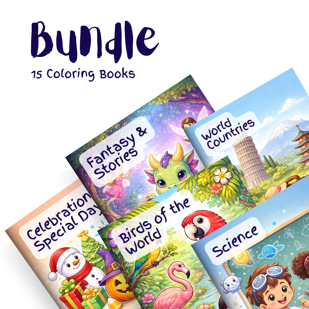 Ultimate Kids Discovery Collection Bundle – 15 Coloring Books
